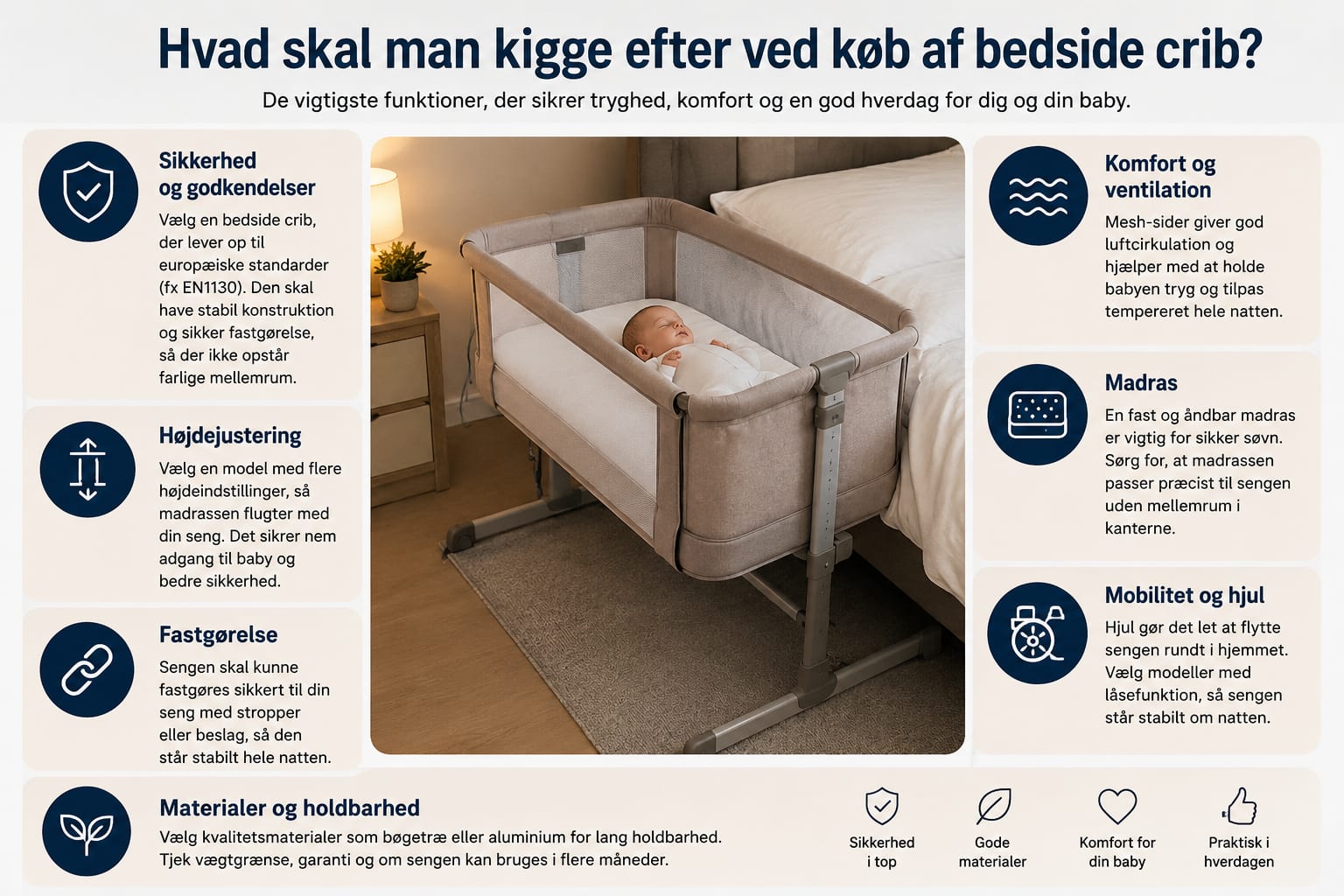 Hvad skal man kigge efter ved køb af bedside crib?