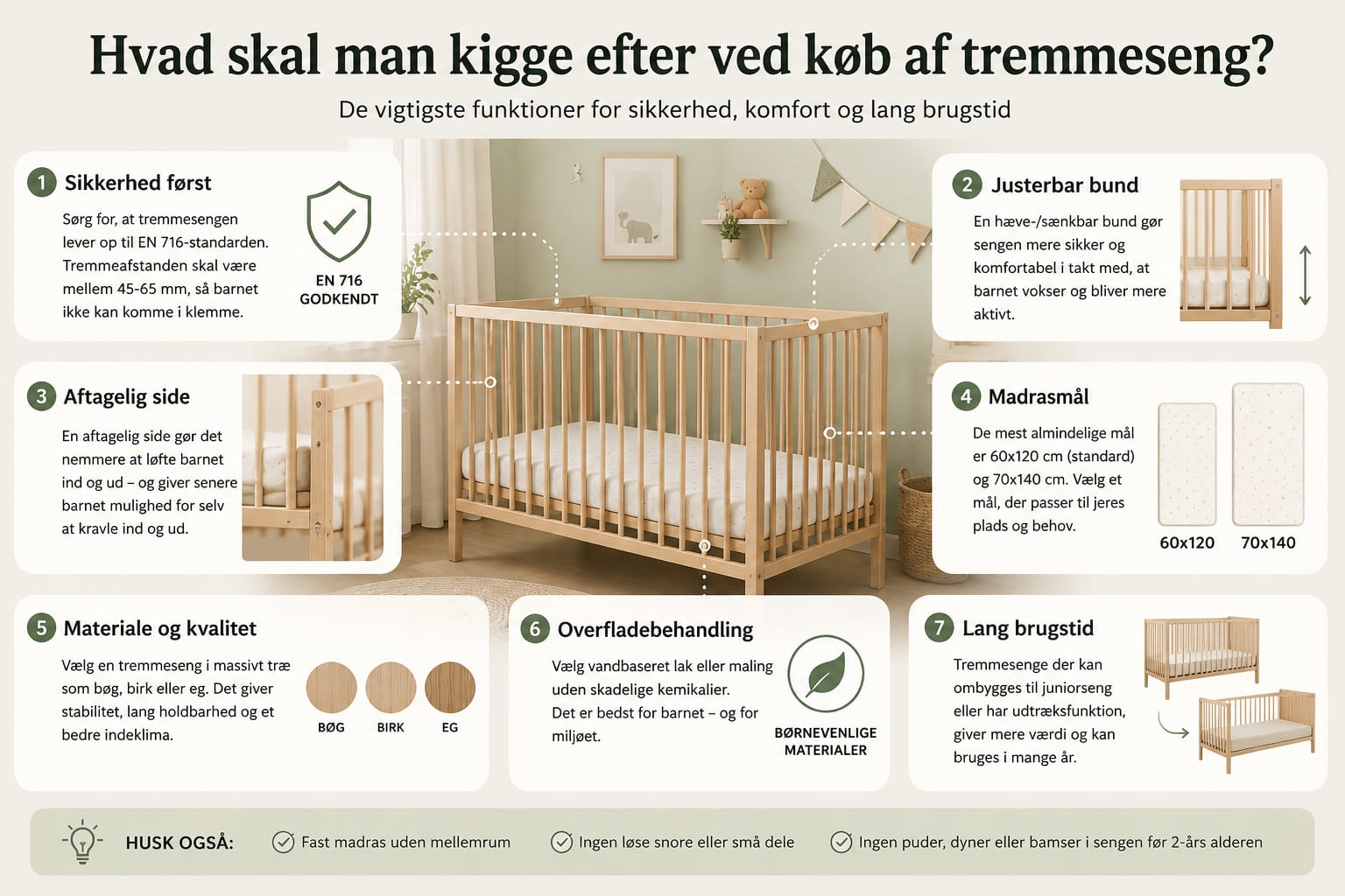 Hvad skal man kigge efter ved køb af tremmeseng?