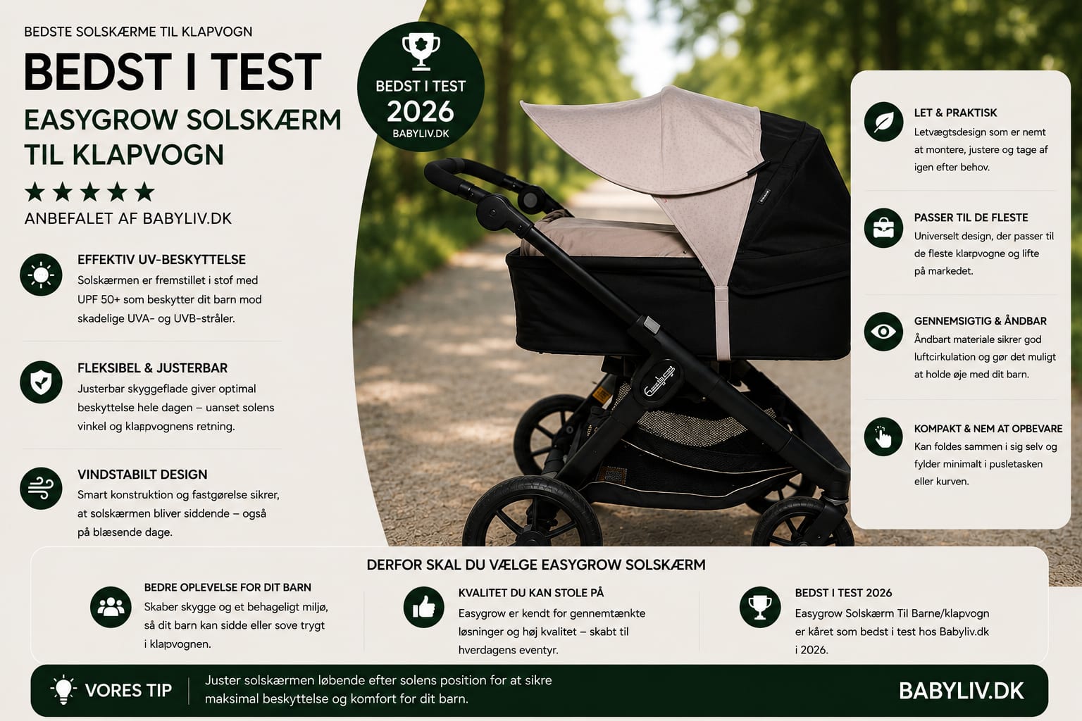 Bedste solskærm til klapvogn
