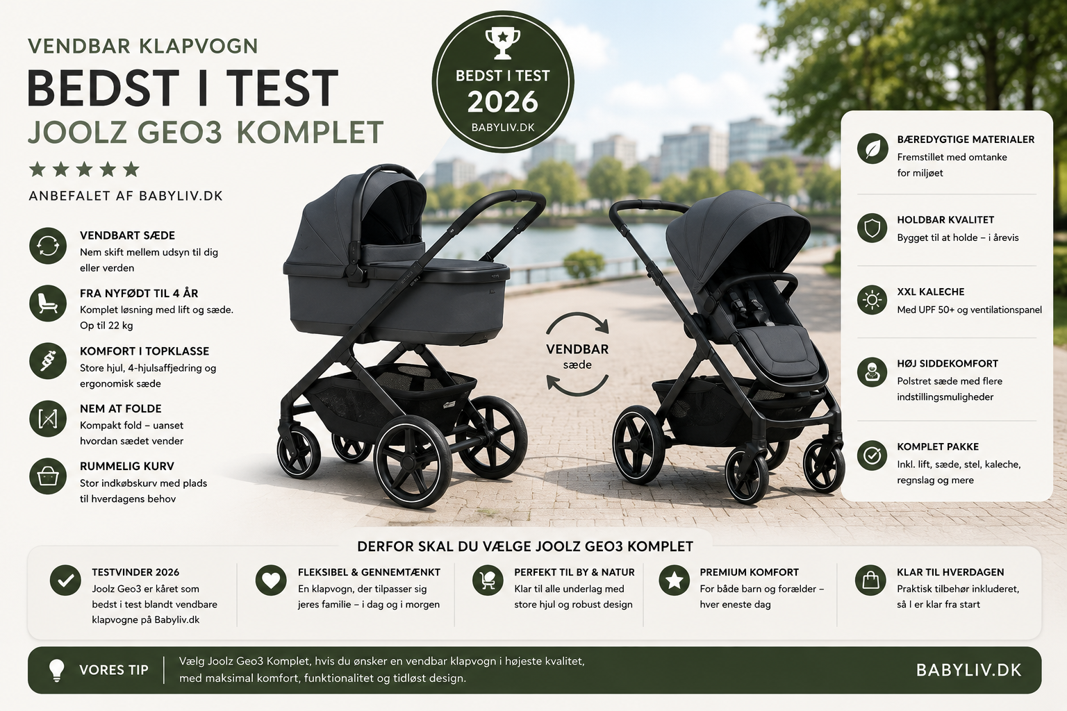 Vendbar klapvogn bedst i test
