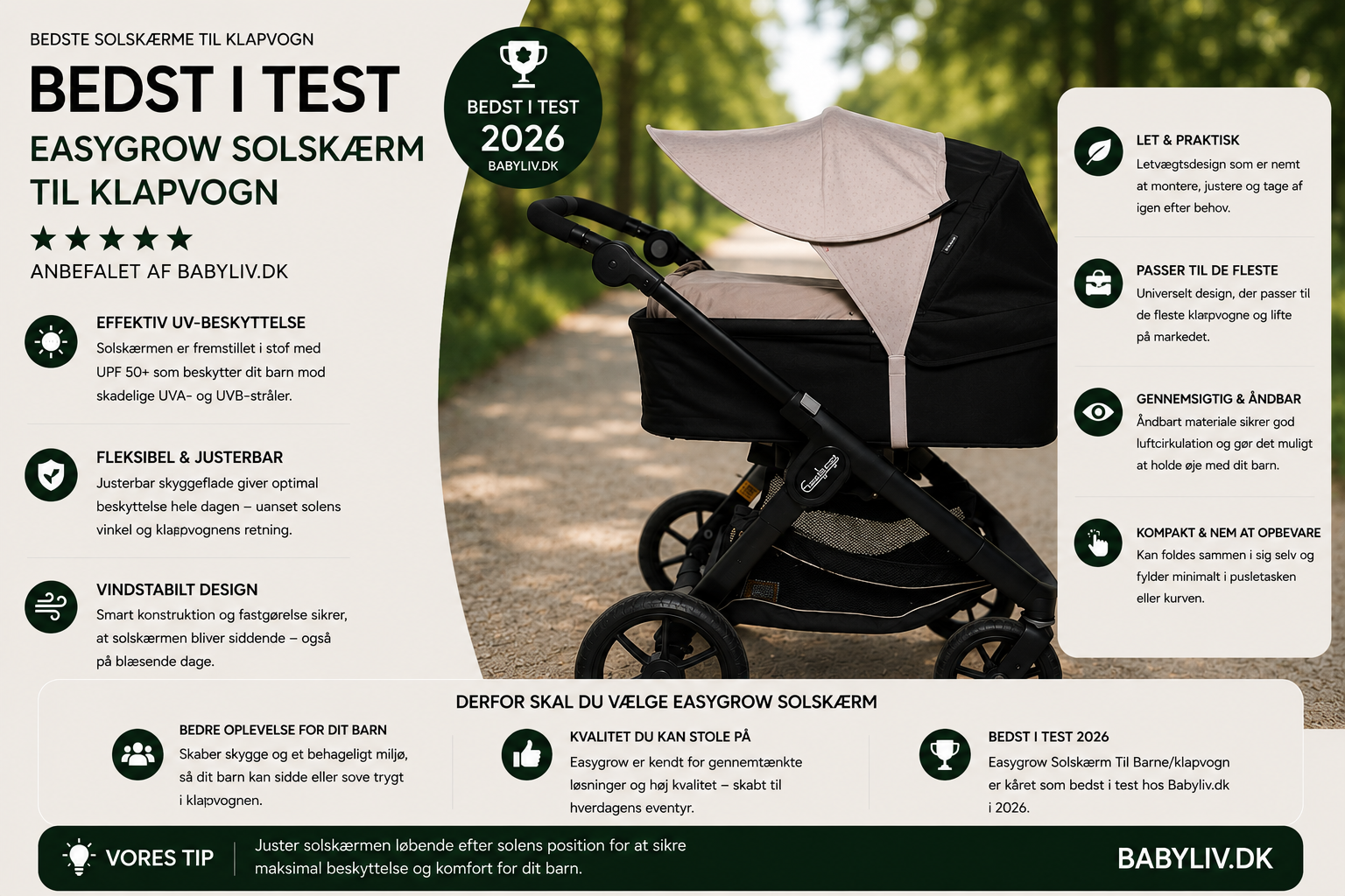 Bedste solskærm til klapvogn